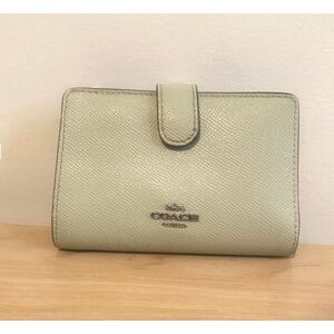 Coach Sage Green Leather Snap Wallet